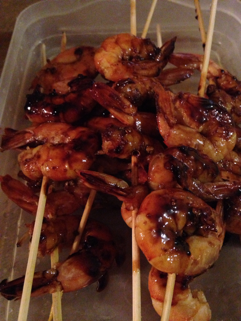 Spicy shrimp skewers